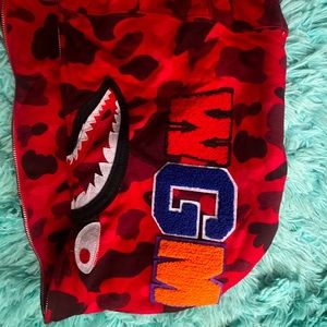 Bape Full zip up hoodie red